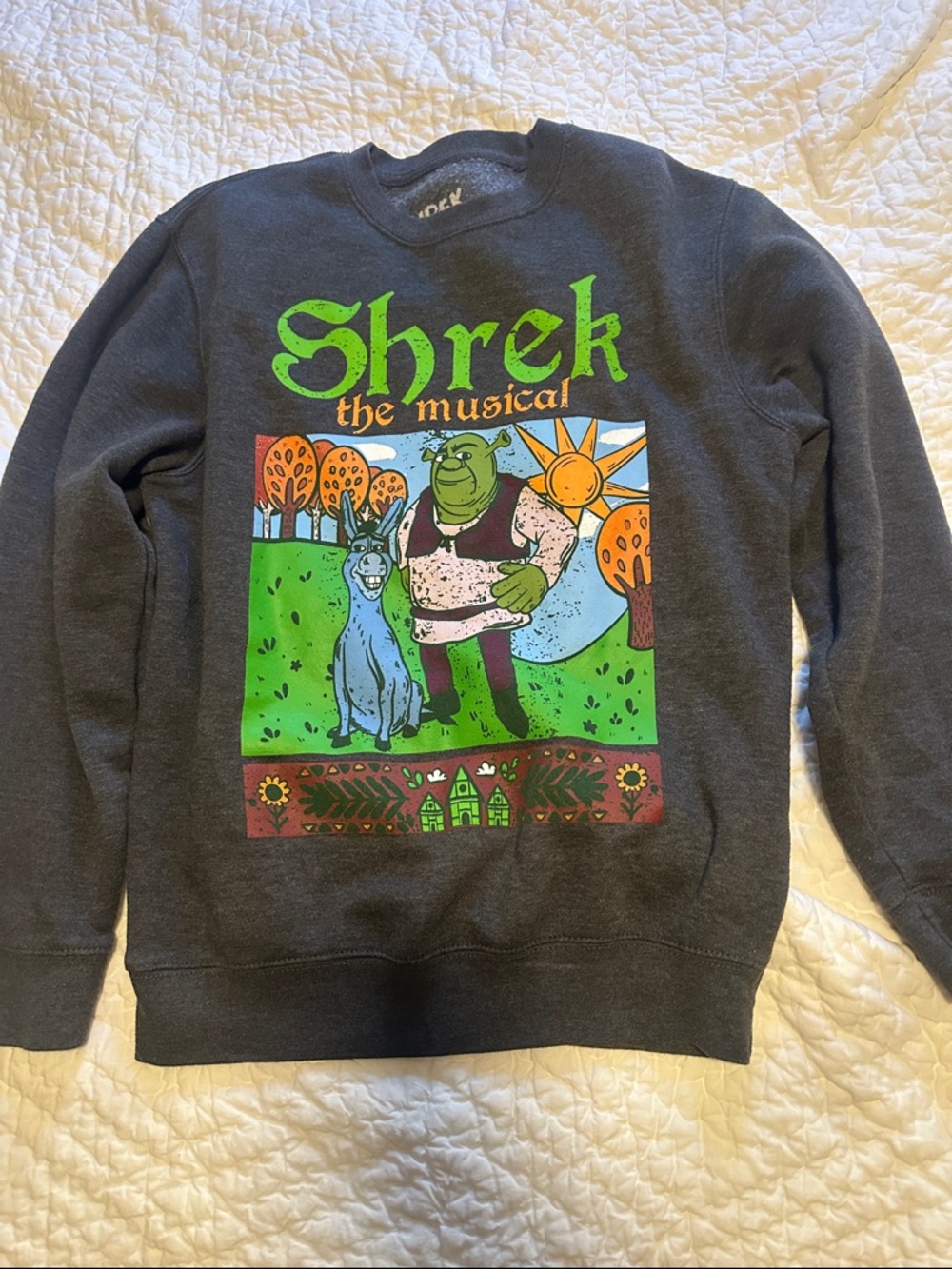 Charcoal Shrek The Musical Graphic Crewneck Sweater